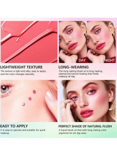 ibcccndc Tinted Blush Oil Liquid Blush for Cheeks Dewy and Natural Flush Finish Pink Blush Skin Tint Lasting Liquid Blush Oil Moisturizing Lightweight and Waterproof for All Skin Tones Liquid Blusher 6.5ml  - Image 4