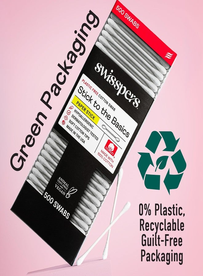 Swisspers Stick to The Basics Biodegradable Cotton Swabs - 100% Natural, Plastic-Free Q-tip Alternative - Premium USA-Made Beauty Tool for Makeup, Skincare, Pet Care & More (500 Count) 3 Pack - Image 4