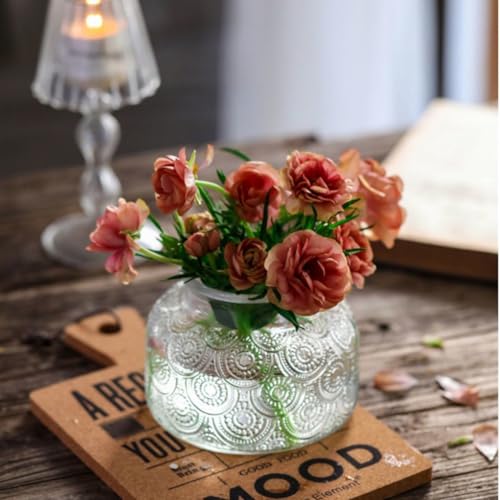 ANSQU Vintage Glass Storage Jar, 25.4 FL OZ Food Storage Jar with Solid Wooden Lid, Tea Bag Organiser for Home Kitchen Decor, Holds Oats, Jam, Coffee, Candy, Biscuits and Sugar (Round Flower) - Image 5