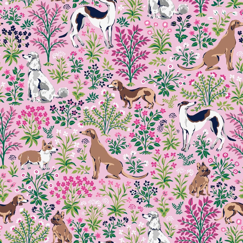 NuWallpaper x Printfresh Must Love Dogs Pink Peel and Stick Wallpaper, PFS6379 - Image 1