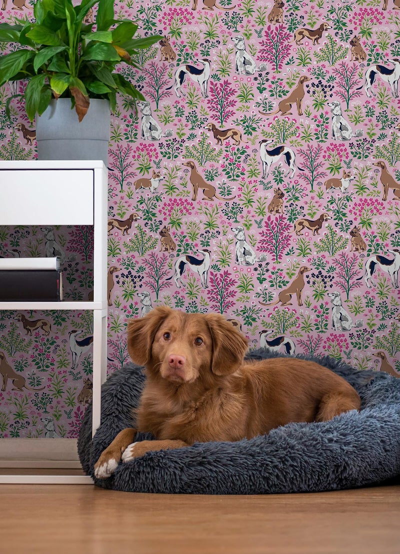 NuWallpaper x Printfresh Must Love Dogs Pink Peel and Stick Wallpaper, PFS6379 - Image 3
