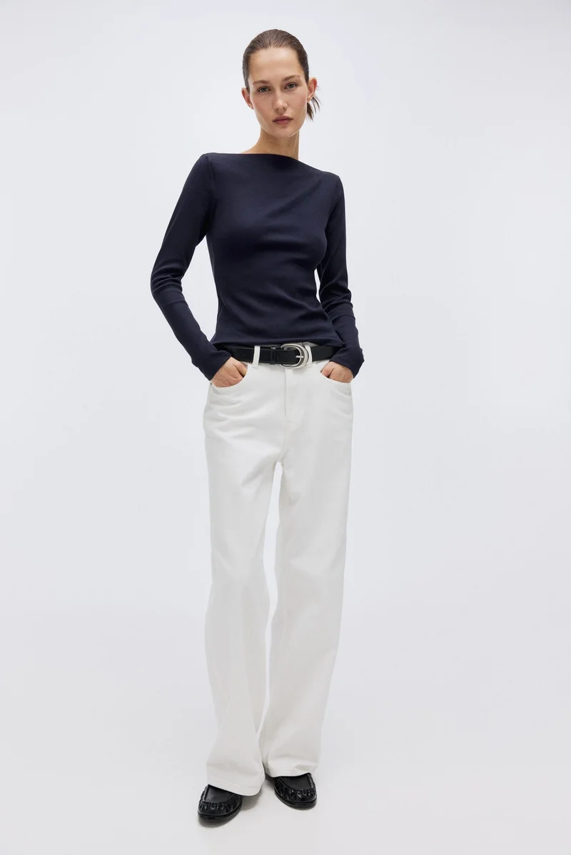 H&M Ribbed boat-neck top