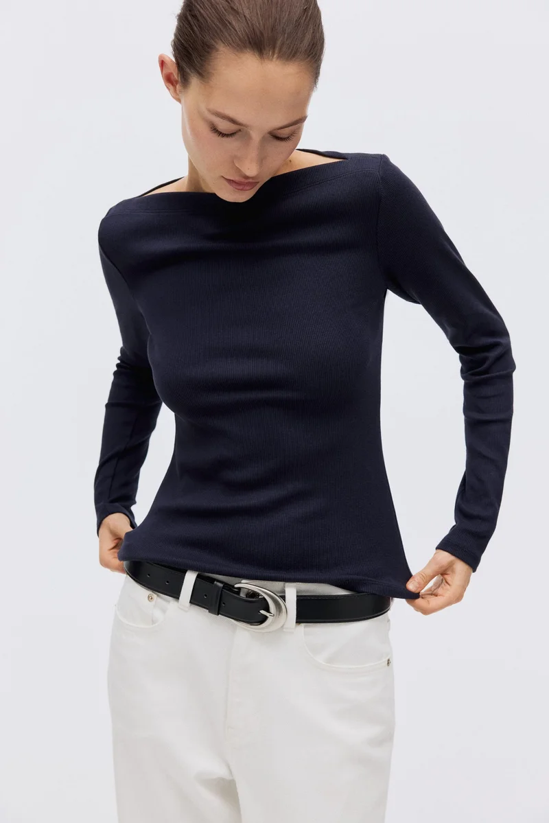 H&M Ribbed boat-neck top