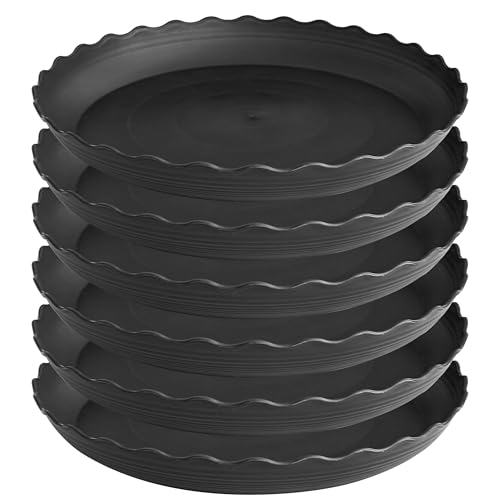 Grjoprt 6 Pack Plant Saucer 6 inch Plant Trays for Pots Heavy Duty Plant Saucers for Indoors no Holes Plastic Plant Saucer for Planter 6 Black - Image 1