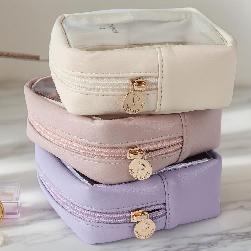 Pocmimut Makeup Bag,Mini Makeup Bag Cute Pouch Purse Organizer Travel Essentials,Clear Makeup Pouch for Car Accessories for Women,Pink - Image 3