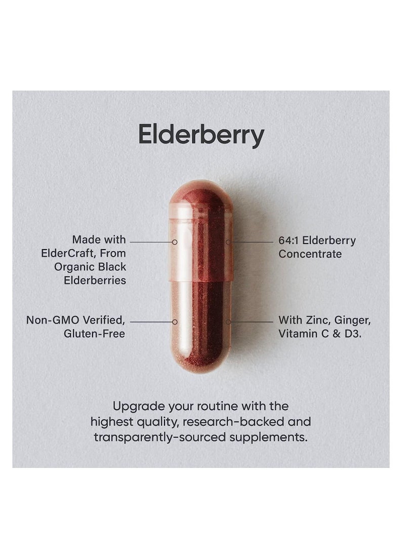SPORTS RESEARCH - Elderberry Immune Support with Zinc Vitamin C, D3 60 Veggie Capsules - Image 1