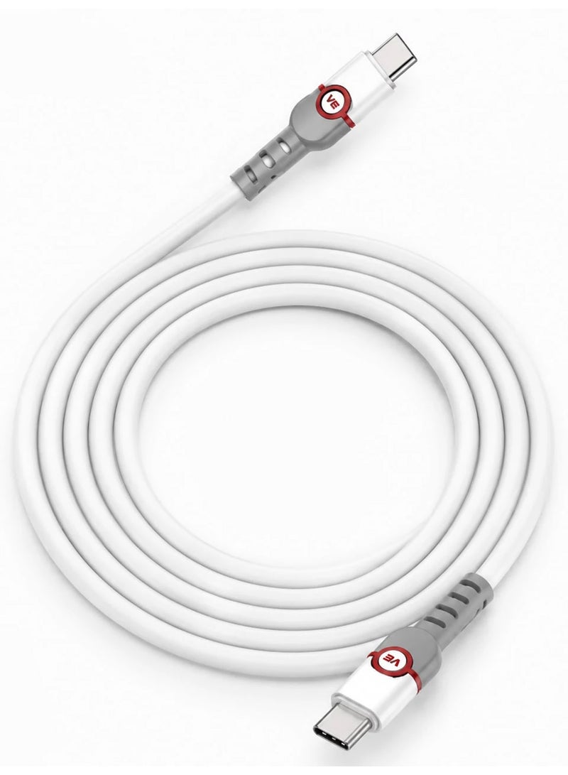 Vierex 27W USB-C to USB-C Fast Charging Data Cable, High-Speed Braided PD Power Sync Cord with Reinforced Strain Relief Connectors - Image 1