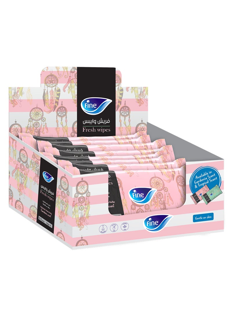 Fine مناديل مبللة طازجة 8 عبوات × 20 ورقة برائحة الجاردينيا خالية من الكحول عبوة عائلية - Image 1