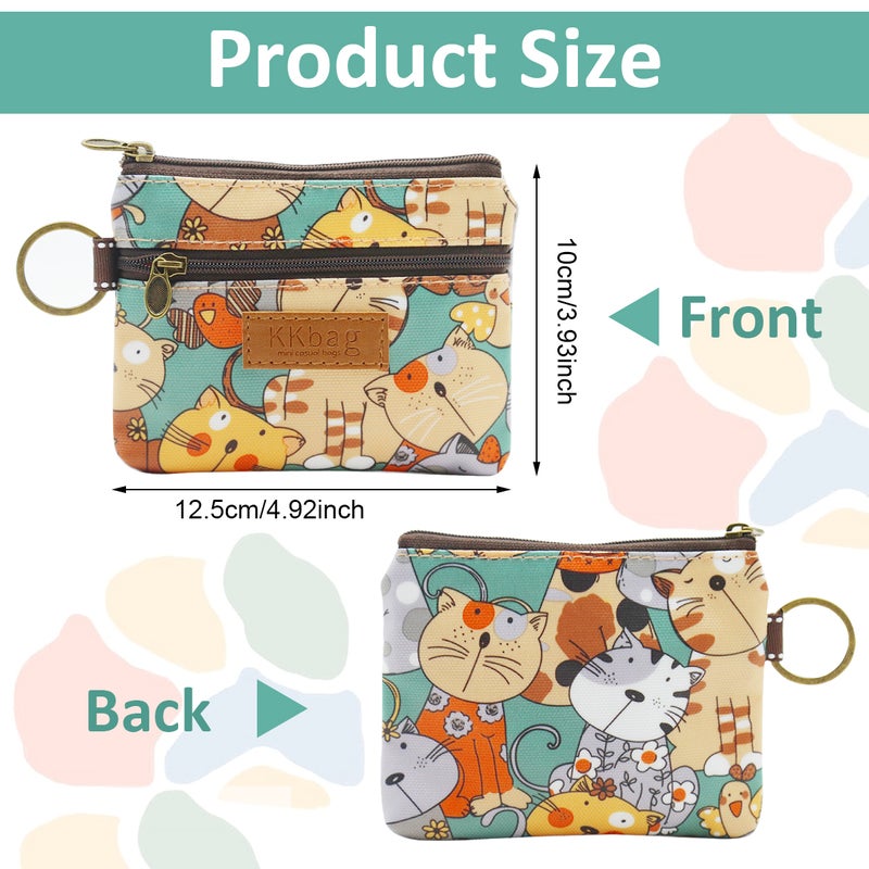 HANNEA® Canvas Coin Purse for Women Girls, Double Layer Mini Wallet Card Holder Cash Pouch Zipper Wallet, Cute Compact Portable Keychain Pouch for Women and Grils - Image 2