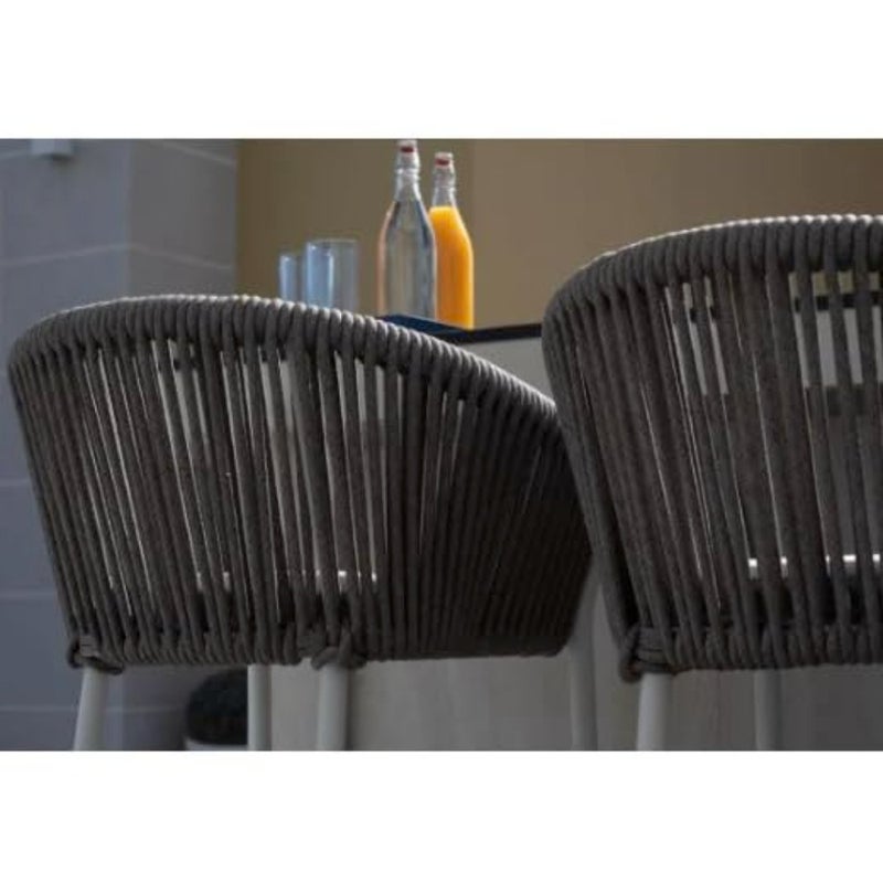 Outdoor Counter Stool With Seat Cushion in White/Silver/Beige - a counter stool W630 x D585 x H950mm featuring removable lining and aluminium frame, ideal for indoor and outdoor diningbaihuo - Image 3