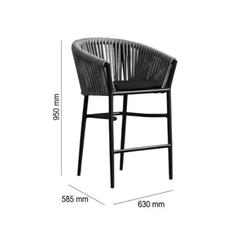 Outdoor Counter Stool With Seat Cushion in White/Silver/Beige - a counter stool W630 x D585 x H950mm featuring removable lining and aluminium frame, ideal for indoor and outdoor diningbaihuo - Image 5