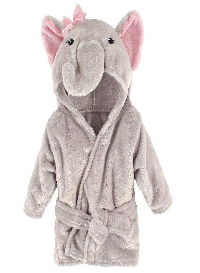 Hudson Baby Unisex Baby Plush Animal Face Bathrobe, Pretty Elephant, 0-9 Months - Image 4