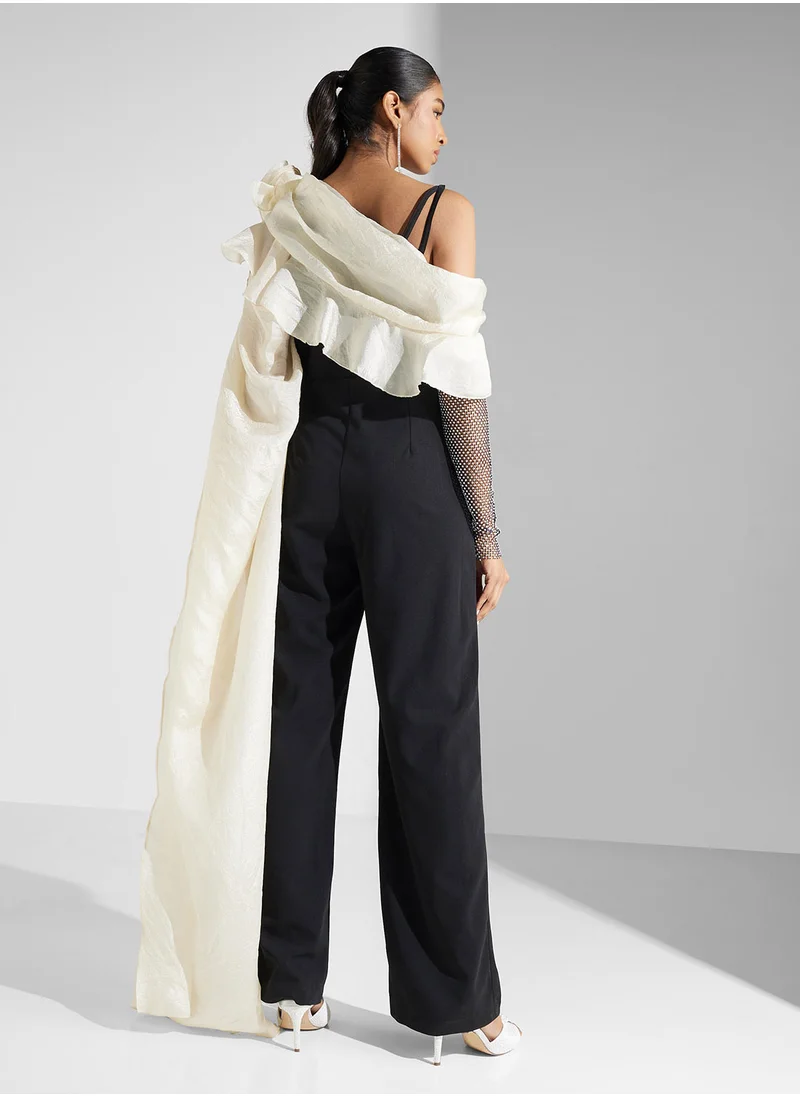 Namshi x One Shoulder Jumpsuit With Trailing Drape