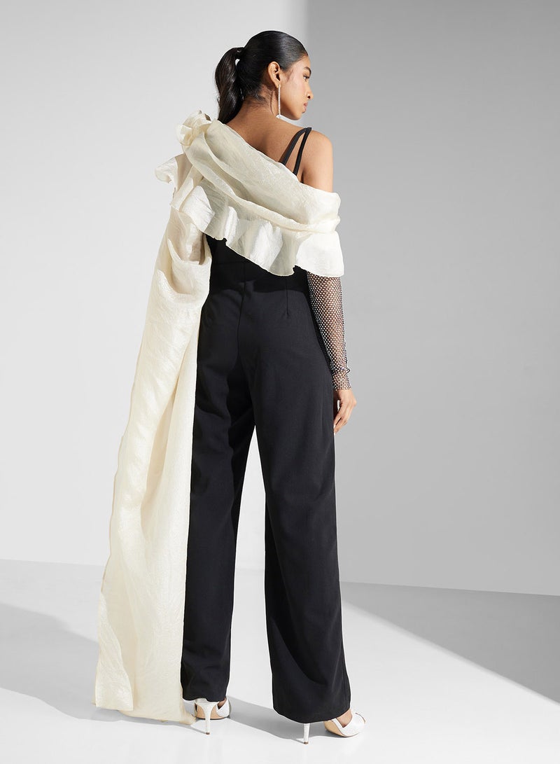 Namshi x One Shoulder Jumpsuit With Trailing Drape - Image 2