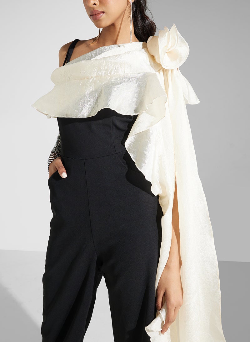 Namshi x One Shoulder Jumpsuit With Trailing Drape - Image 3