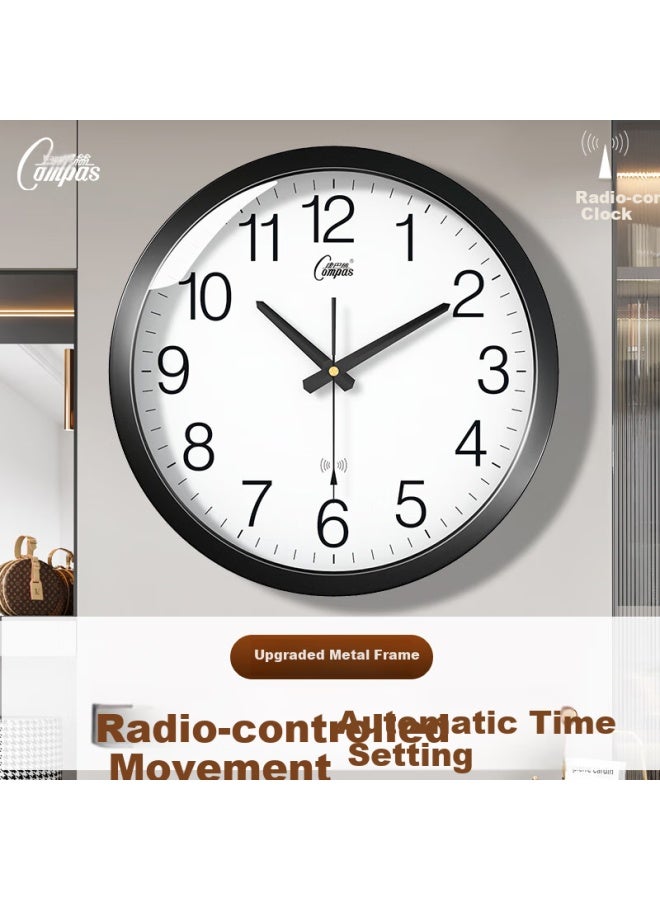 Compas Radio-controlled Clock Automatic Timekeeping Examination Room Living Room Metal Wall Clock Clock Wall 2037 Black - Image 1