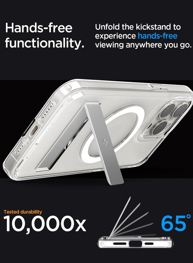 Spigen Ultra Hybrid S MagFit iPhone 15 PRO Case Cover MagSafe with Kickstand - Crystal Clear - Image 3