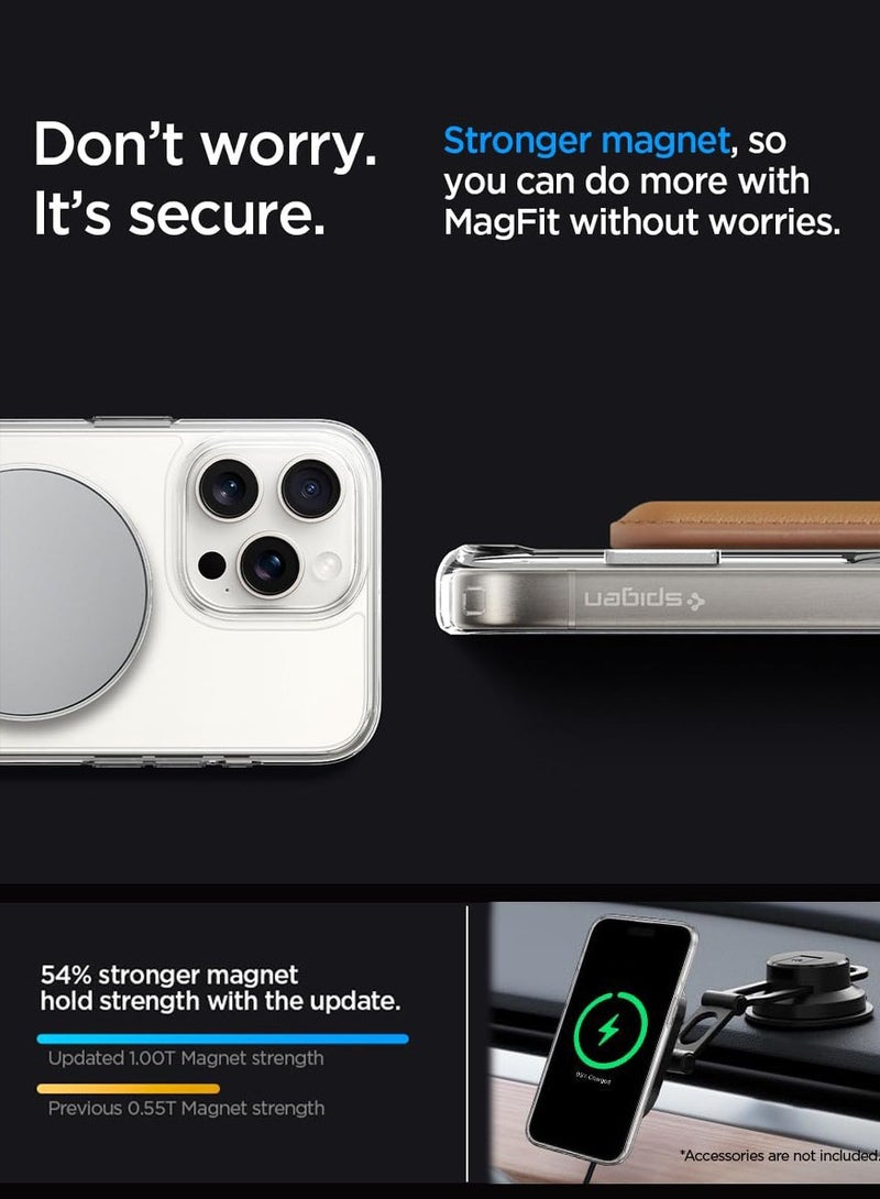 Spigen Ultra Hybrid S MagFit iPhone 15 PRO Case Cover MagSafe with Kickstand - Crystal Clear - Image 5
