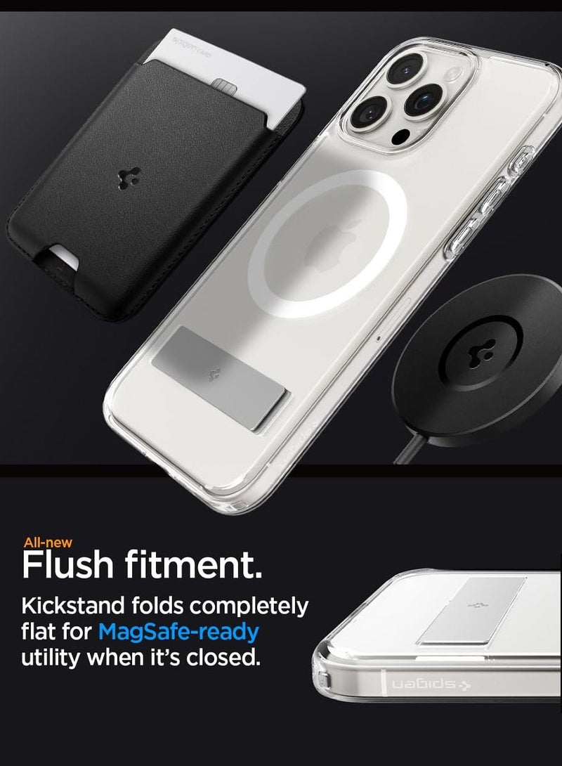 Spigen Ultra Hybrid S MagFit iPhone 15 PRO Case Cover MagSafe with Kickstand - Crystal Clear - Image 4