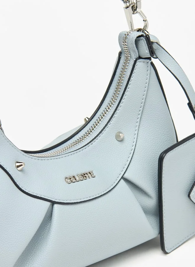 Celeste Solid Shoulder Bag with Zip Closure and Coin Purse