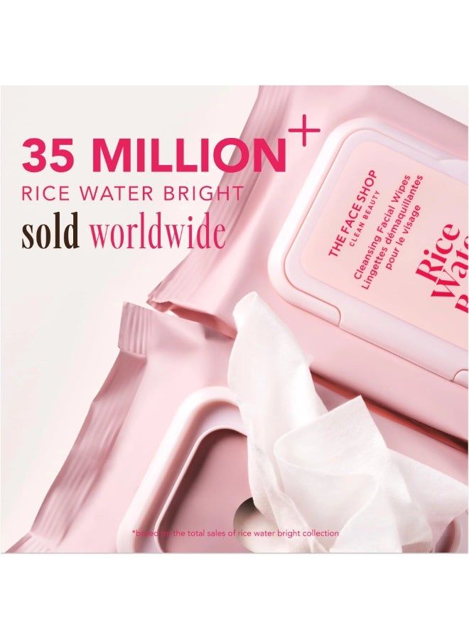 THEFACESHOP THE FACE SHOP Rice Water Bright Cleansing Facial Wipes - Rice Extract - Refreshing, Brightening, Moisturizing - Infused with Cleansing Milk - Vegan Disposable Makeup Remover Wipes - Korean Skin Care - Image 2