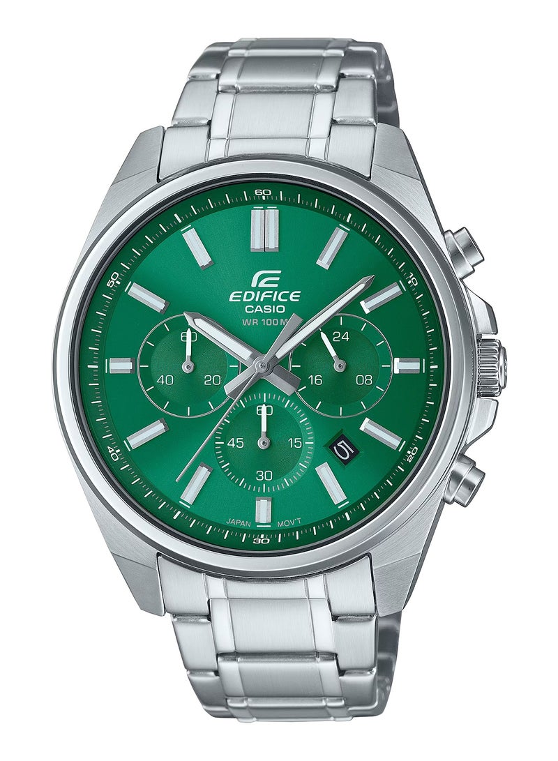 Edifice Chronograph Green Dial Stainless Steel Men's Watch EFV-650D-3AV- 43.5 MM