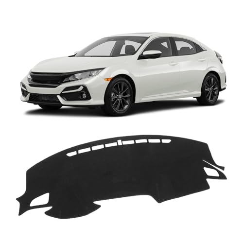 KUST Car Dash Cover Mat for Honda Civic 2016 2017 2018 2019 2020 2021 HatchbackSedanCoupe Polyester NonSlip Dashboard Cover Interior for Civic Accessories Sunshade Windshield Glare Black