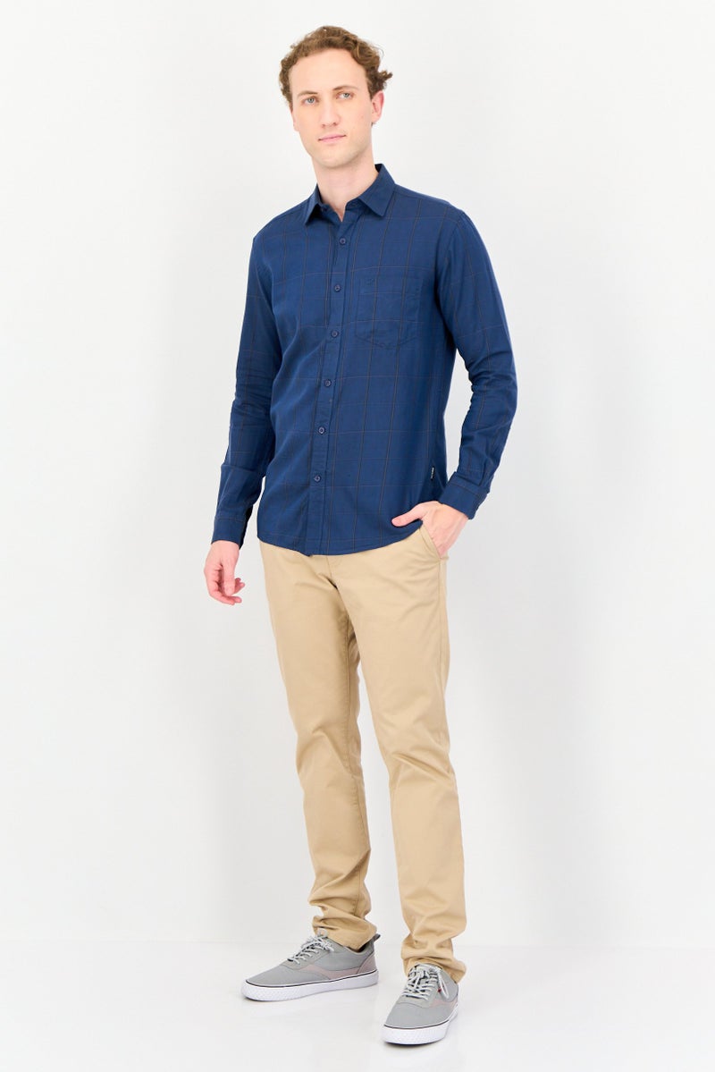 Kenneth Cole قميص رجالي ضيق بأكمام طويلة مزخرف بمربعات، متعدد الألوان - Image 3