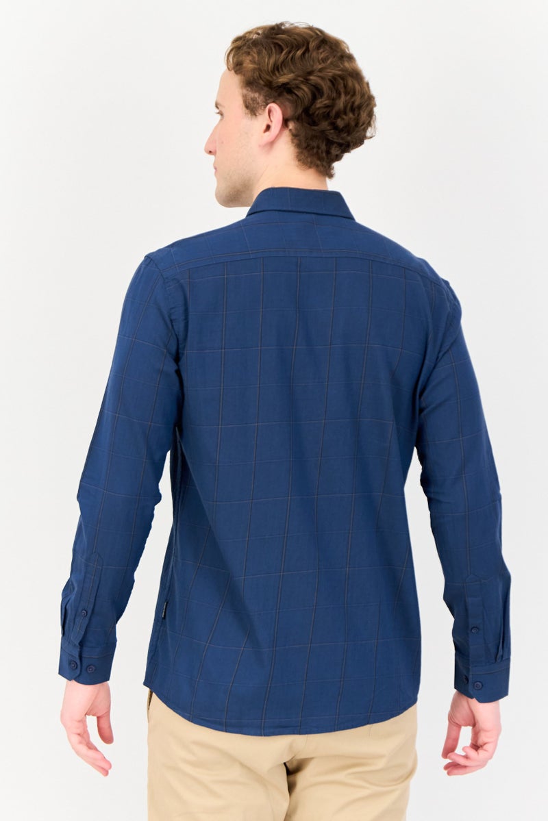 Kenneth Cole قميص رجالي ضيق بأكمام طويلة مزخرف بمربعات، متعدد الألوان - Image 2