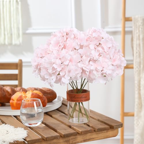 Tifuly Hydrangea Artificial Flowers -12 pcs Realistic Fake Hydrangea Silk Flowers with Stems Faux Hydrangea Flowers Heads for Office Home Party Wedding Centerpiece DIY Floral Decor (Pink) - Image 5