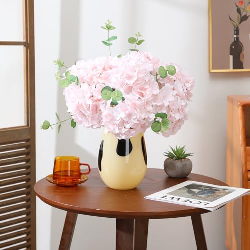 Tifuly Hydrangea Artificial Flowers -12 pcs Realistic Fake Hydrangea Silk Flowers with Stems Faux Hydrangea Flowers Heads for Office Home Party Wedding Centerpiece DIY Floral Decor (Pink) - Image 3