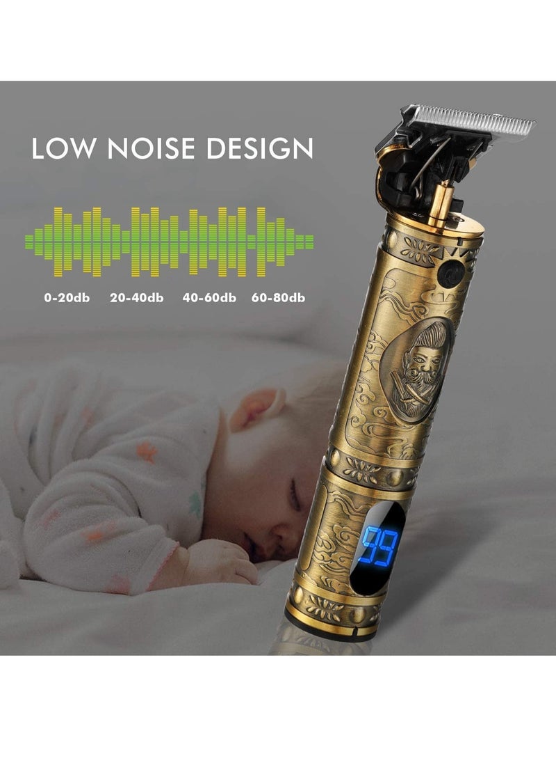 ELTRAZONE Upgraded Hair Trimmer Beard Clippers for Men Professional USB Electric Hair Clippers for Hair Cutting T Blade Gold Trimmers Pro Li Cordless Outliner Zero Gaped Rechargeable Retro Trimmer LED Display  - Image 5