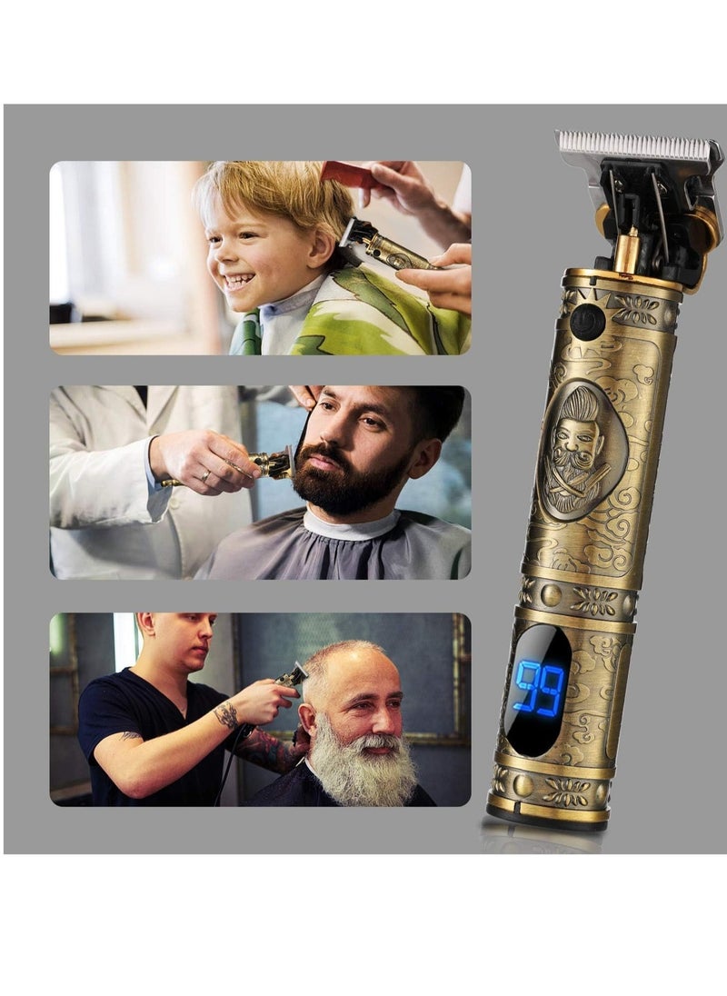ELTRAZONE Upgraded Hair Trimmer Beard Clippers for Men Professional USB Electric Hair Clippers for Hair Cutting T Blade Gold Trimmers Pro Li Cordless Outliner Zero Gaped Rechargeable Retro Trimmer LED Display  - Image 2