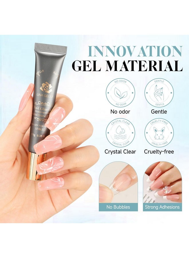 UNA GELLA Solid Nail Glue Gel Soft Gel Nail Tips Gel 10Ml Lamp Curing Needed Soak Off Glue Super Strong Nail Glue Gel For Acrylic Nails For Nails Extension For Gel Jelly Tips  - Image 2