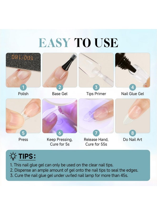 UNA GELLA Solid Nail Glue Gel Soft Gel Nail Tips Gel 10Ml Lamp Curing Needed Soak Off Glue Super Strong Nail Glue Gel For Acrylic Nails For Nails Extension For Gel Jelly Tips  - Image 5