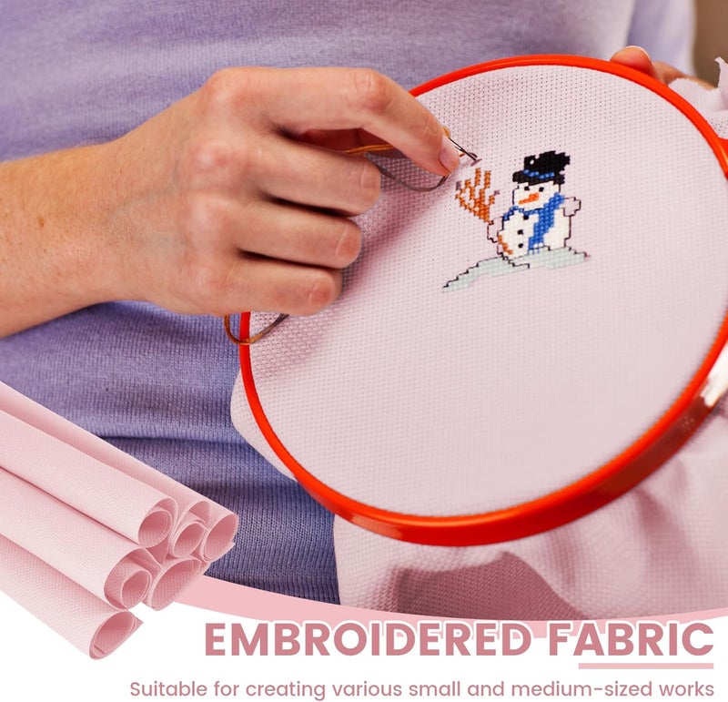 windforgecraft 12 Pcs Square Needlework Fabric Solid Colour Embroidery Fabric Stitch Embroidery Cloth Needlework Fabric for Making Garment Craft Cross Stitch Needle Embroidery DIY Decoration (Pink) - Image 5