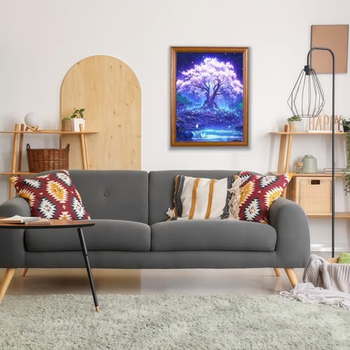Mosaflare 5D Diamond Painting Kits for Adults, Cherry Blossom Tree Diamond Art for Beginners, DIY Moon Full Round Drill Paint by Diamonds Dot Gem Art for Adults, Home Wall Decor 12x16 Inch - Image 3