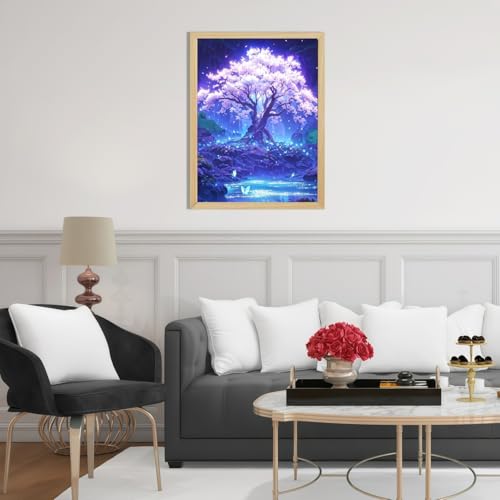 Mosaflare 5D Diamond Painting Kits for Adults, Cherry Blossom Tree Diamond Art for Beginners, DIY Moon Full Round Drill Paint by Diamonds Dot Gem Art for Adults, Home Wall Decor 12x16 Inch - Image 4