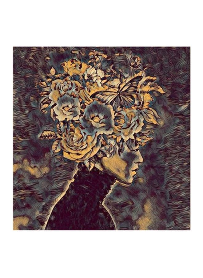 RYN Flowers Crown MDF Wall Art Painting Multicolour 30x30centimeter - Image 1