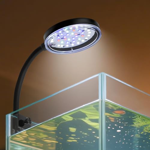 Novique Clip On Aquarium Light 8W LED Fish Tank Light with Full Spectrum & Dimmable Brightness Timing USB Moving Aquarium Lamp for 1-5 Gallon Betta Fish Tanks - Image 1