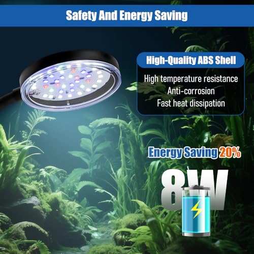 Novique Clip On Aquarium Light 8W LED Fish Tank Light with Full Spectrum & Dimmable Brightness Timing USB Moving Aquarium Lamp for 1-5 Gallon Betta Fish Tanks - Image 5