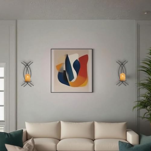 AimtoHome Black Wall Sconce Set of 2 Metal Candle HolderModern Hanging Decoration for Living Room FarmhouseWall Mounted Candelabra with Minimalist LinesGothic Antique Decor - Image 3