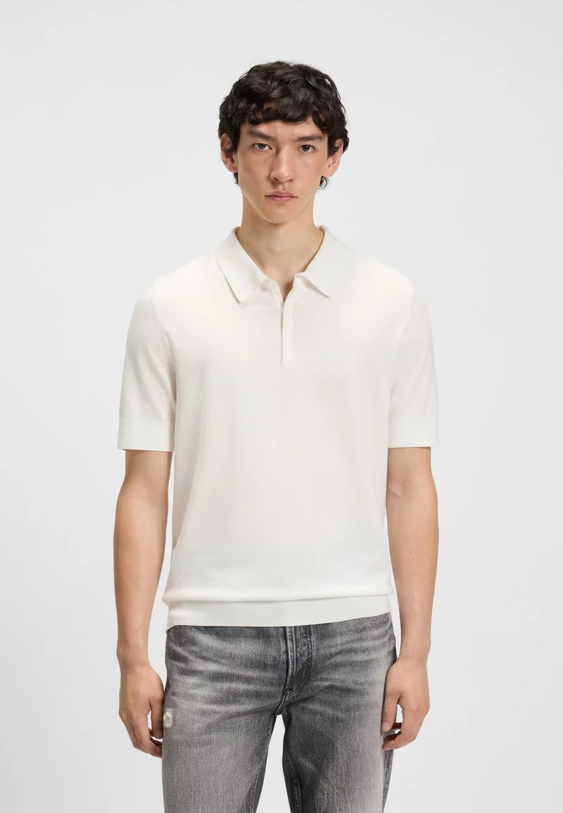 هوجو بولو محبوك بفتحة أزرار مغطاة