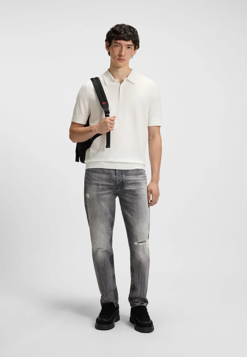 HUGO Natural Knit polo with covered placket for Men | Best Price UAE