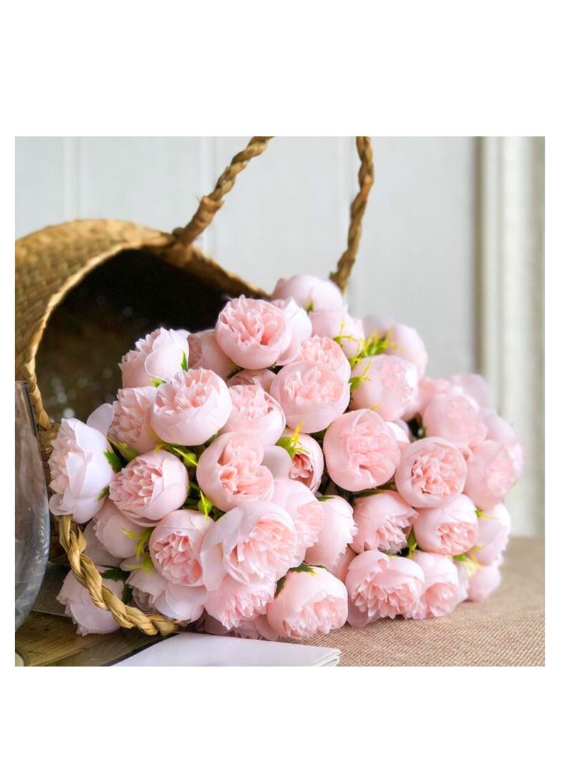 Artificial Flowers Silk Rose and Peony Bouquet 2 Sets 54 Heads For Home Table Vase Wedding Decoration - Image 3