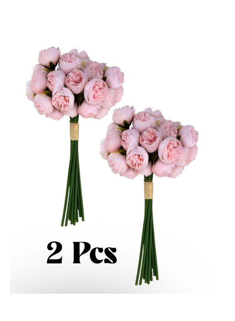 Artificial Flowers Silk Rose and Peony Bouquet 2 Sets 54 Heads For Home Table Vase Wedding Decoration - Image 4