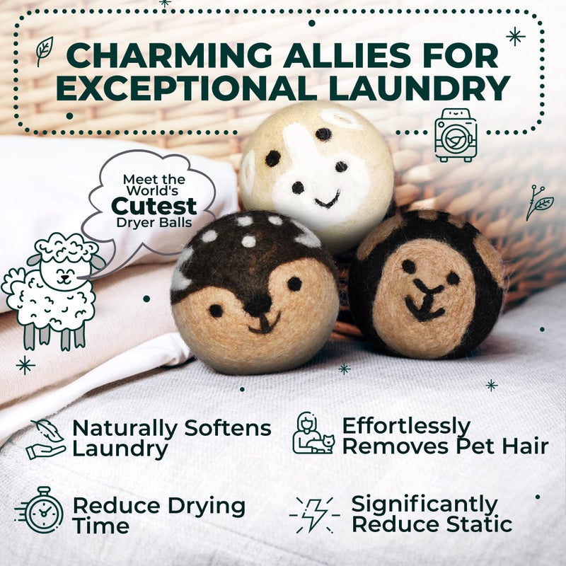 WOOLY HEROES No More Dryer Sheets! XL Wool Dryer Balls 6-Pack, Reusable Laundry Softener & Static Reducer, Eco-Friendly, Long-Lasting, Safe for Sensitive Skin - Image 2