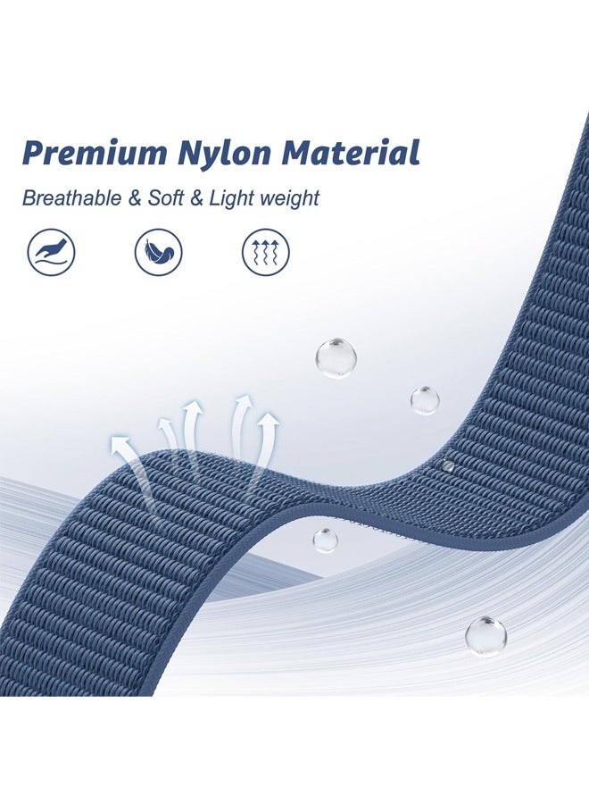 OLYSON 2Pcs Nylon Replacement Wrist Band for iWatch Series 10 46mm, Compatible with iWatch Band 42mm/44mm/45mm/46mm/49mm,  Compatible for iWatch Ultra Series 10 9 8 SE 7 6 5 4 3 2 1 ( Ink&Light Blue） - Image 3