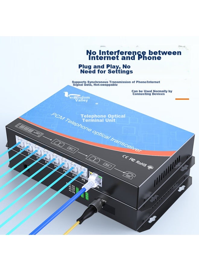 Smart Valley Huigu Telephone Optical Terminal, 8-channel Telephone + 1-channel 100mbps Network Pcm Voice Optical Terminal, Telephone Fiber Optic Transceiver Extender, Fc Interface, Hg-818p1e - Image 2