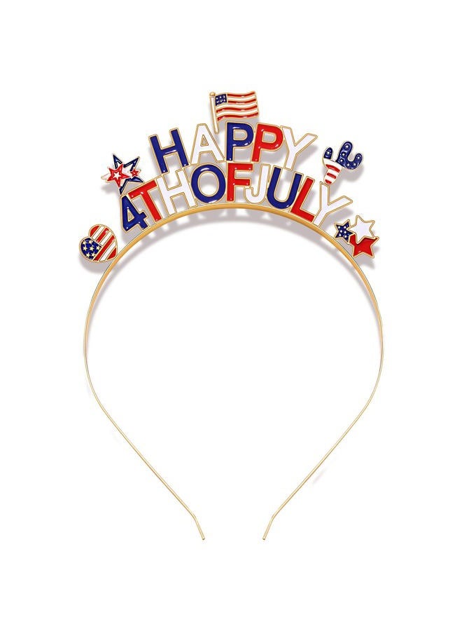 PHALIN American Flag Headband 4th of July Star Hairband for Women Independence Day Patriotic Hair Accessory Party Favors (Happy 4th of July) - Image 1
